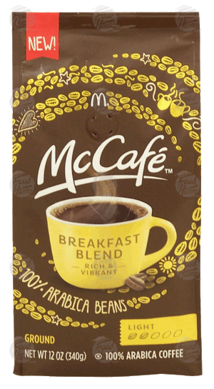 McCafe breakfast blend, ground coffee, light, 100% arabica beans 12 ounce