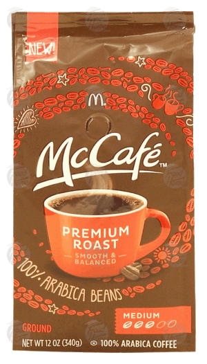 McCafe premium roast,, ground coffee, medium, 100% arabica beans 12 ounce