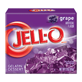 Jell-o grape gelatin dessert, four 1/2 cup servings 3 ounce