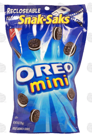 Nabisco Oreo snak-saks; mini chocolate sandwich cookies 8 ounce