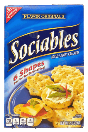 Nabisco Sociables baked savory crackers, 6 shapes 7.5 ounce