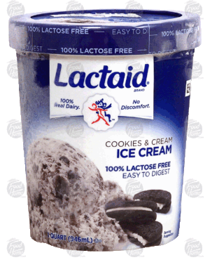 Lactaid cookies & cream ice cream, 100% lactose free 1 quart