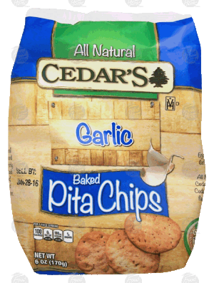 Cedar's garlic baked pita chips, all natural 6 ounce