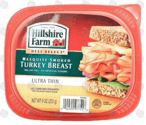 Hillshire Farm Deli Select mesquite smoked turkey breast, ultra thin, fully cooked 9 ounce