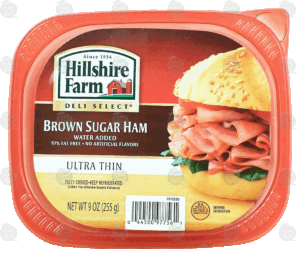 Hillshire Farm Deli Select brown sugar ham, water added, ultra thin, fully cooked 9 ounce