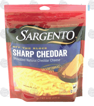 Sargento(R) Off the Block sharp cheddar traditional cut cheese 8 ounce