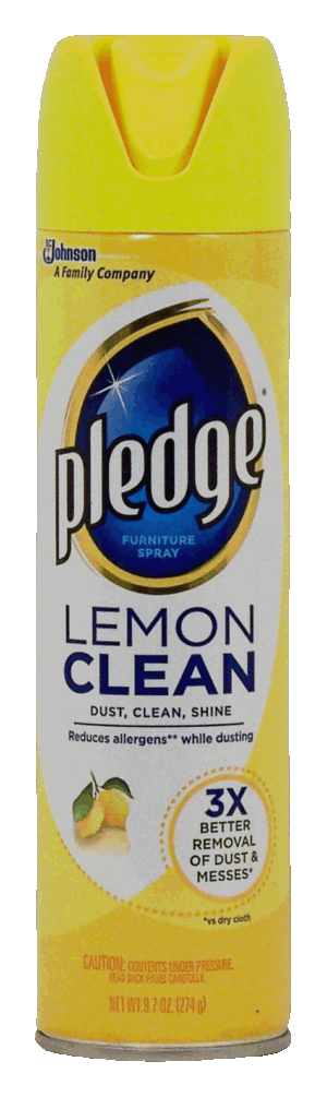 Pledge lemon clean spray, dust, clean and shine 9.7 ounce