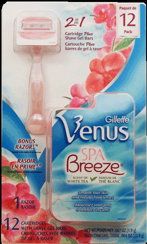 Gillette Venus Spa Breeze; 1 razor with 12 cartridges, scent of white tea 1 count