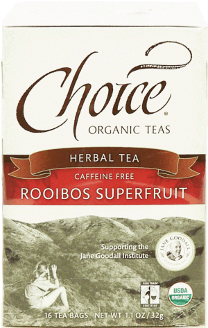 Choice organic teas rooibos superfruit herbal tea, caffeine free, 16-tea bags 1.1 ounce