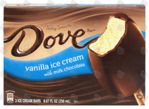 Dove vanilla ice cream with milk chocolate, 3 ice cream bars 8.67 fluid ounce
