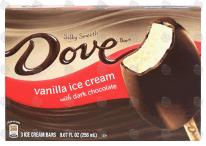 Dove vanilla ice cream with dark chocolate, 3 ice cream bars 8.67 fluid ounce
