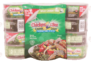 Chicken Of The Sea chunk light tuna in water, 7-ounce pull top cans 12 pack