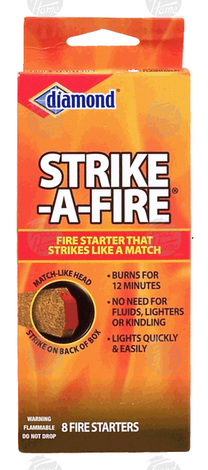Diamond strike-a-fire fire starter that strikes like a match 8 count