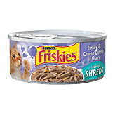 Friskies Wet Cat Food Shredded Turkey & Cheese Dinner In Gravy 5.5 ounce