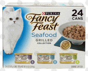 Fancy Feast Variety Pack grilled, 8 tuna feast in gravy, 8 salmon feast in gravy, 8 seafood feast in gravy 24 count
