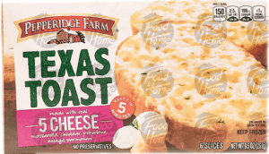 Pepperidge Farm five cheese texas toast made w/real mozzarella, provolone, cheddar, asiago, parmesan & parsley, 6 ct 9.5 ounce