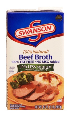 Swanson 100% Natural beef broth, 100% fat free, 50% less sodium 32 ounce