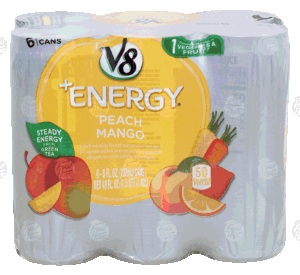 V8 +Energy peach mango flavor 50% juice blend, 8-fl. oz. cans 6 pack