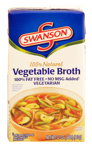 Swanson 100% Natural vegetable broth, 100% fat free, no msg added 32 ounce