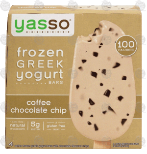 Yasso frozen greek yogurt bars, coffee chocolate chip, gluten free, 4 bars 14 fluid ounce