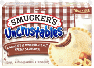 Smucker's Uncrustables chocolate flavored hazelnut spread sandwich, 4 count 7.2 ounce