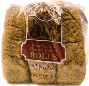 Korda's traditional hearth baked 8 inch sub rolls, 8 ct., wrapper 20 ounce