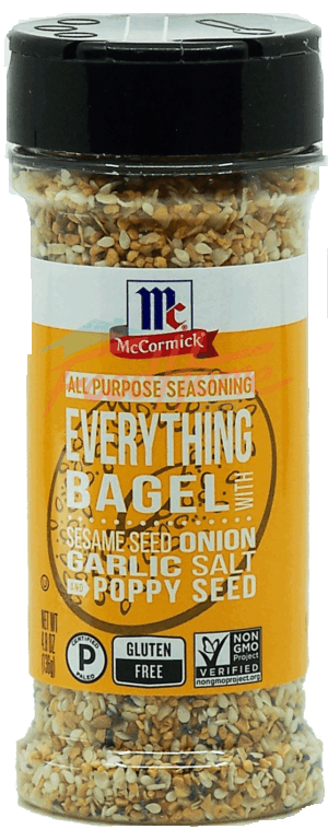 Mc Cormick everything bagel all purpose seasoning; sesame seed, onion, garlic, salt, poppy seed 4.8 ounce