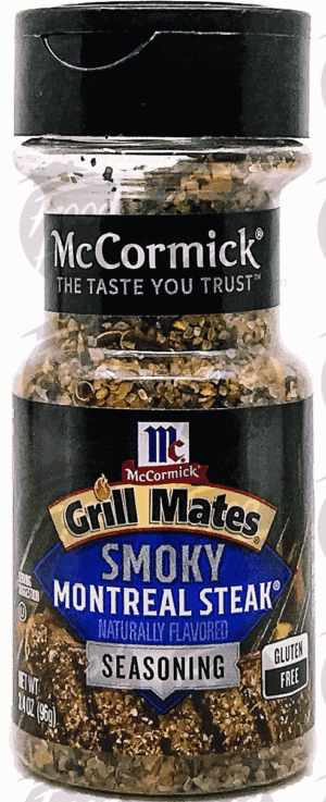 Mc Cormick Grill Mates smoky montreal steak seasoning, plastic jar 3.4 ounce
