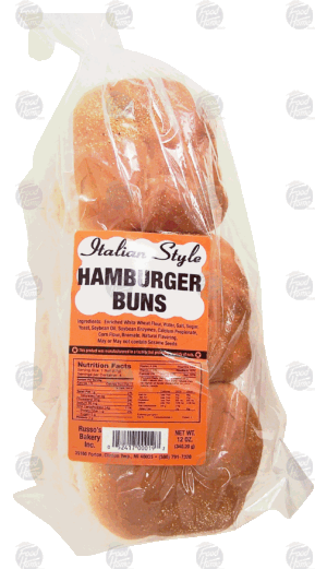 Russo's Bakery italian style hamburger buns, 6-count 12 ounce