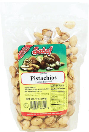 Sadaf pistachios, jumbo lemon flavored 10 ounce