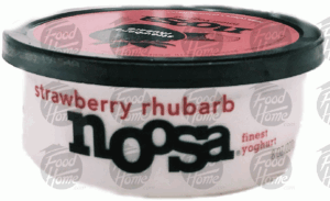 Noosa finest yoghurt, strawberry rhubarb, aussie culture, all natural, gluten free, probiotic 8 ounce