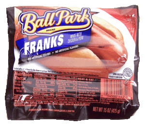 Ball Park franks made with chicken & pork, 8 ct 15 ounce