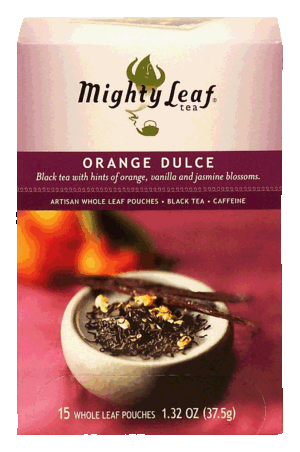 Mighty Leaf Orange Dulce black tea with orange, vanilla and jamine blossoms, 15-whole leaf pouches 1.32 ounce