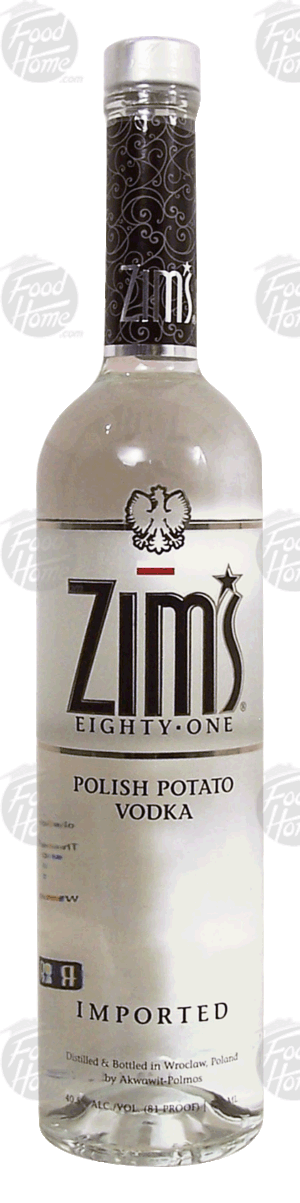 Zim's Eighty - One potato vodka imported from Poland 750 milliliter