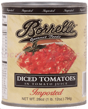 Borrelli Gourmet Foods all natural diced tomatoes, gluten free 28 ounce