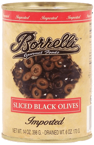 Borrelli sliced black olives 14 ounce