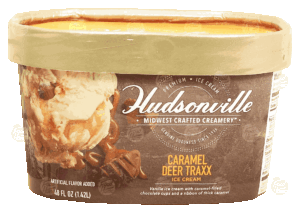 Hudsonville Midwest Crafted Creamery caramel deer traxx ice cream, vanilla 48 fluid ounce
