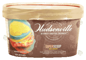 Hudsonville Midwest Crafted Creamery super scoop ice cream; black cherry, blue moon, and vanilla ice cream 48 fluid ounce