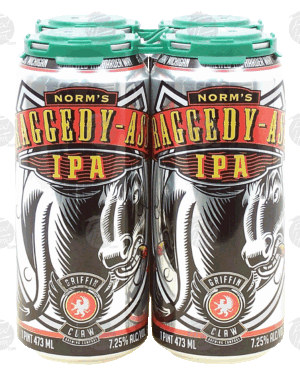 Griffin Claw Norm's Raggedy-Ass india pale ale, 7.25% alc. by vol., 1-pint 4 pack