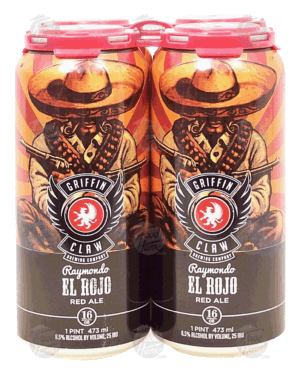 Griffin Claw Raymondo El Rojo red ale, 6.5% alc. by vol., 1-pint 4 pack