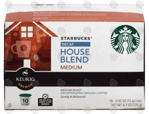 Keurig Starbucks decaf house blend, medium roast, 10 k-cups 4.2 ounce