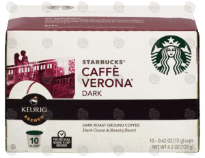 Keurig Starbucks caffe verona; dark roast ground coffee, 10 k-cups 4.2 ounce
