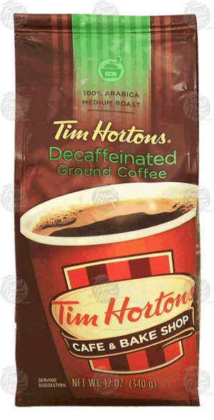 Tim Horton's decaffeinated ground coffee, 100% arabica, medium roast 12 ounce
