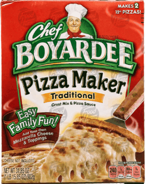 Chef Boyardee Pizza Maker cheese, crust mix, pizza sauce & grated parmesan and romano cheese topping, makes 2 12 31.85 ounce