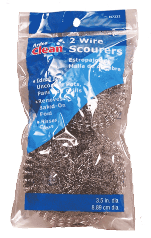 Arden Clean 2 wire scourers, removes baked-on food, ideal for uncoated pots, pans and grills 2 count