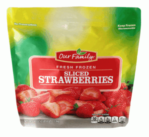 Our Family sliced strawberries, sliced 40 ounce