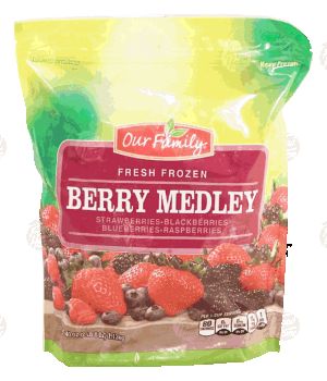 Our Family Fresh Frozen berry medley; strawberries, blackberries, blueberries, raspberries frozen fruit 40 ounce