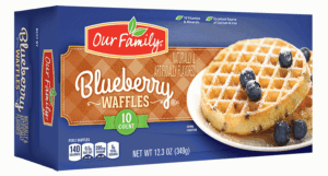 Our Family waffles blueberry flavored, 10-count 12.3 ounce