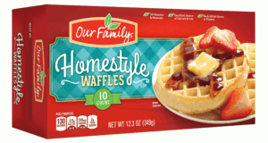 Our Family homestyle waffles, 10-count 12.3 ounce