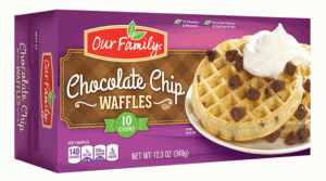 Our Family waffles chocolate chip flavor, 10-count 12.3 ounce